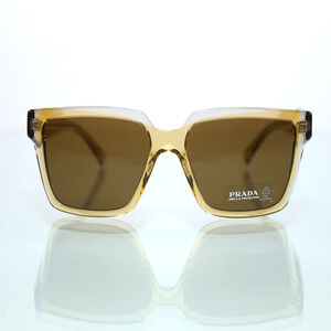 Prada Square Oversized Sunglasses - Ocher-Crystal Grey/Dark Brown - NIB
